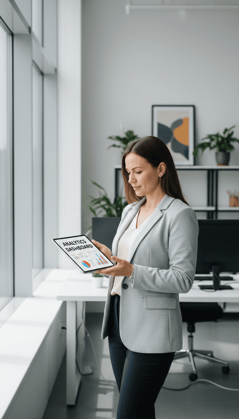 Strategic HR advisor reviewing human capital metrics on tablet